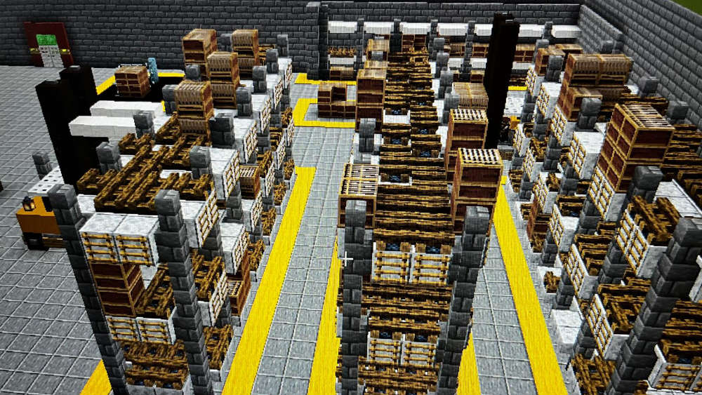Un alumne va realitzar la seva proposta de magatzem de sabatilles esportives amb el joc de creació Minecraft.