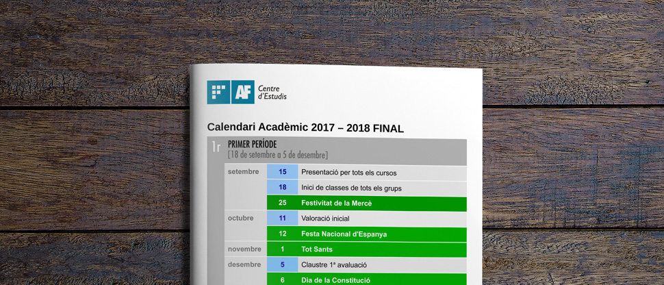 Calendari acadèmic 2017-18